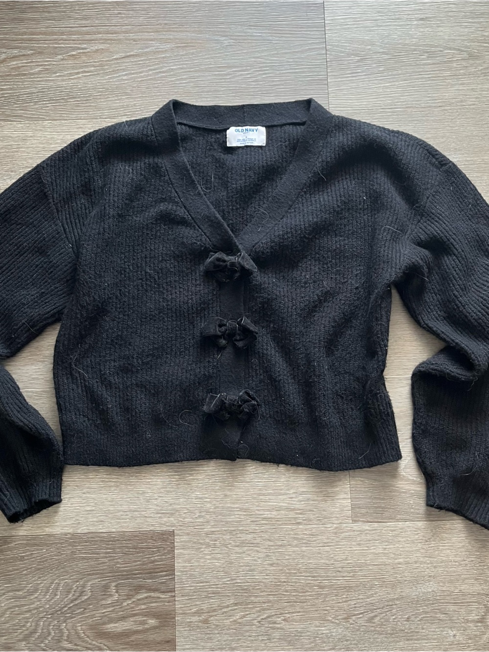 Old Navy Black So Soft V-Neck Cardigan with Bow Accents size Small